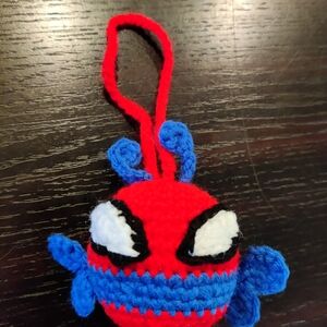 Handmade Crochet Cute Spiderman Bee Bag Charm - Car Hanger - Keychain Charm